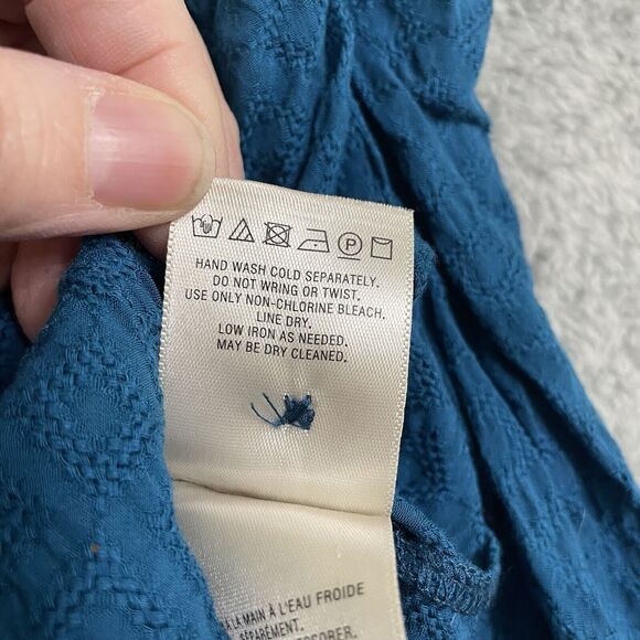 Anthropologie Maeve Rhombus turquoise blue blouse women's size 0 big buttons - Picture 5 of 10